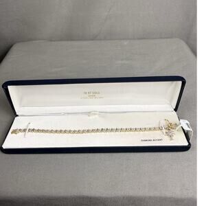 18K Gold Over Sterling Silver Diamond Accent Tennis Bracelet W/ Palm Tree Charm
